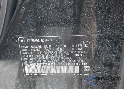 2016 Honda Fit Lx z USA, uszkodzony, nr VIN JHMGK5H57GX009624